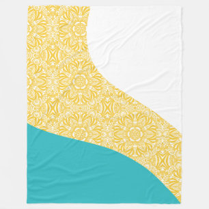 Cobertor De Velo Ondas Simples - Turquesa de Padrão Floral e Amarel