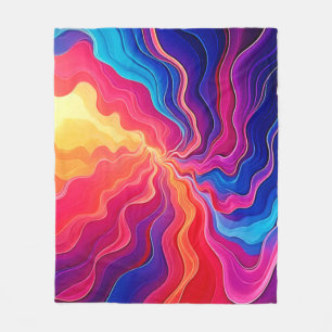 Cobertor De Velo Ondas Vívidas: Arte de Fluxo de Energia Neon Abstr