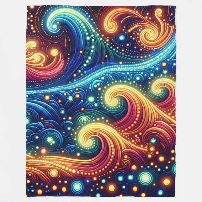 Cobertor De Velo Ondas Whimsical - Arte Vibrante Do Oceano (Frente)