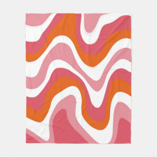 Cobertor De Velo Ondulado Groovy Listrado Colorido Laranja e Rosa