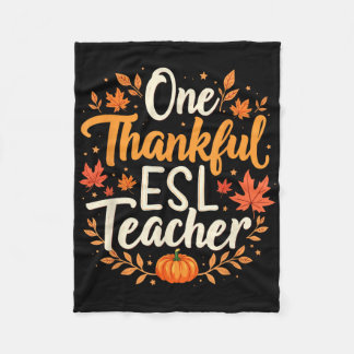 Cobertor De Velo One Thankful Esl Teacher Fall Autumn Thanksgiving 