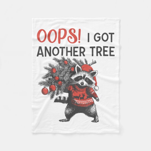 Cobertor De Velo Oops I Got Another Tree Funny Raccoon Christmas Qu (Frente)
