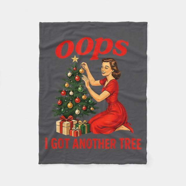 Cobertor De Velo Oops I Got Another Tree Funny Retro Christmas  (Frente)