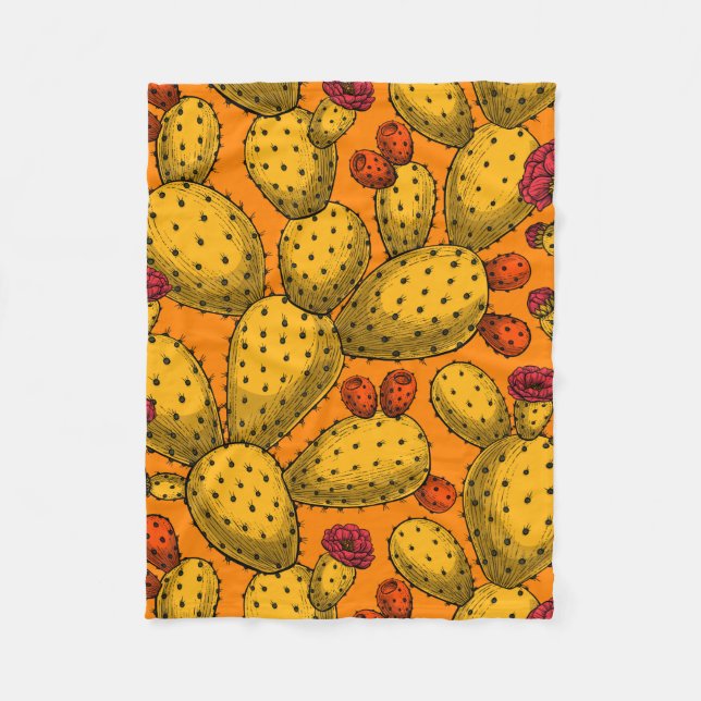 Cobertor De Velo Opuntia florescente em amarelo (Frente)