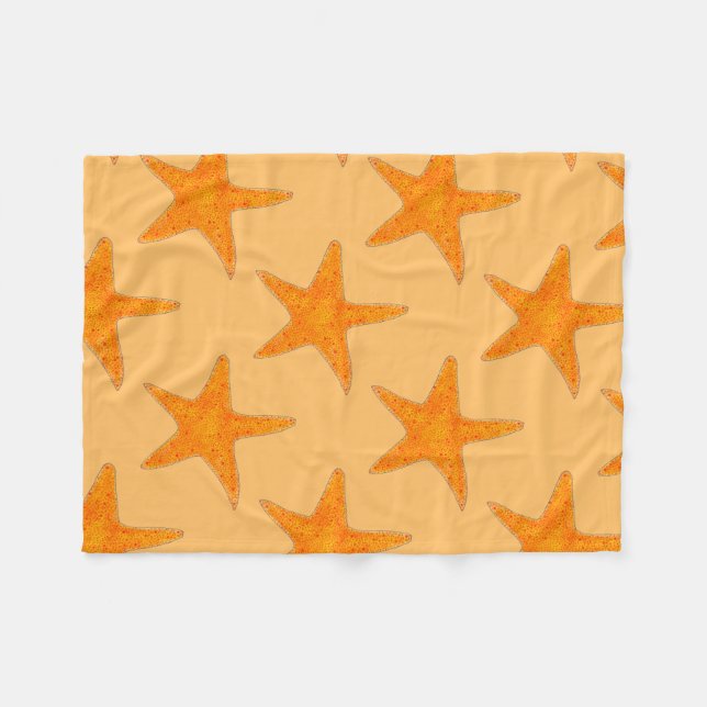 Cobertor De Velo Orange Beach Ocean Starfish Star Fish Marine Life (Frente (Horizontal))
