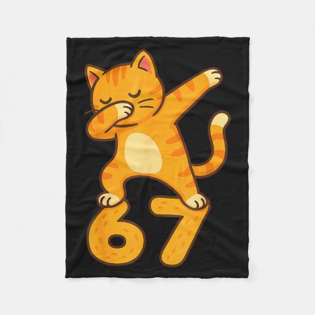 Cobertor De Velo Orange Cat Dabbing Funny 67 Six Seven Meme  (Frente)
