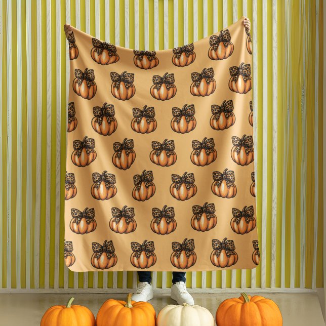 Cobertor De Velo Orange Coquette Autumn Leopart Pumpkin (Orange Coquette Autumn Halloween Leopart Pumpkin Fleece Blanket)