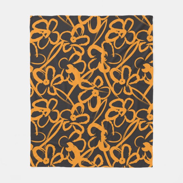 Cobertor De Velo Orange Floral brush strokes seamless pattern backg (Frente)