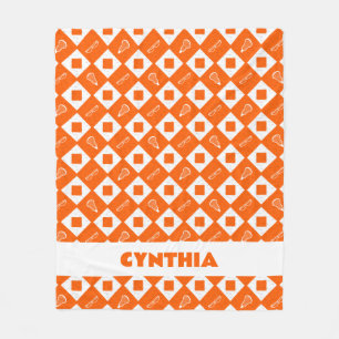 Cobertor De Velo Orange Lacrosse Argyle Patterno Fleece Blanket