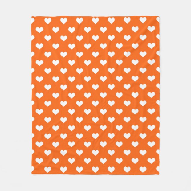 Cobertor De Velo Orange White Love Heart Pattern Design (Frente)