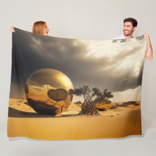 Cobertor De Velo Orbes Dourados na Tempestade do Deserto