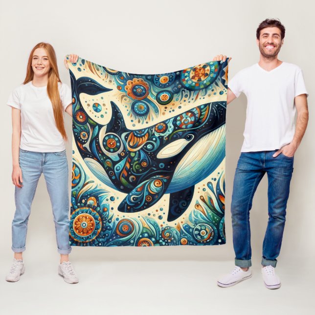 Cobertor De Velo Orca Killer Whale Floral Whimssic - Praia Náutica  (In Situ)