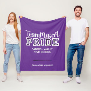 Cobertor De Velo Orgulho Escolar Roxo Nome Mascot Fleece Blanket