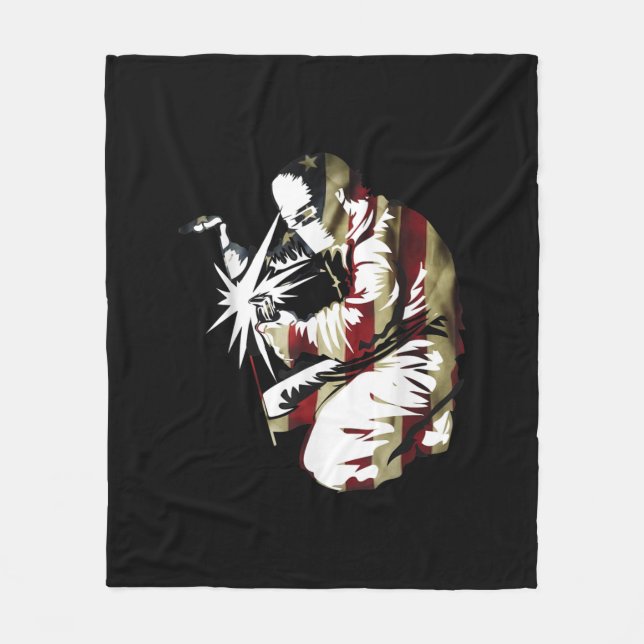 Cobertor De Velo Orgulho Patriótico Americano Welder GIft (Frente)