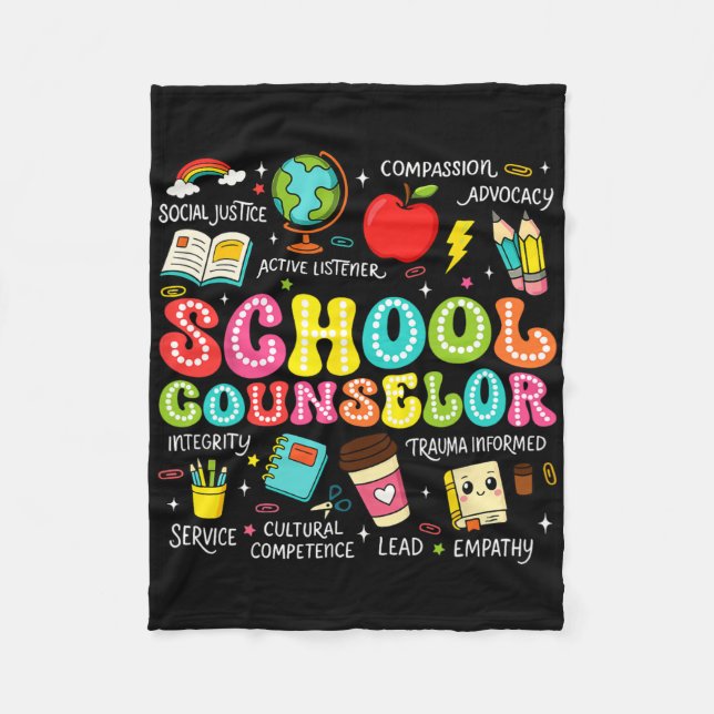 Cobertor De Velo Orientador Escolar Retro Volta às Aulas Professor  (Frente)