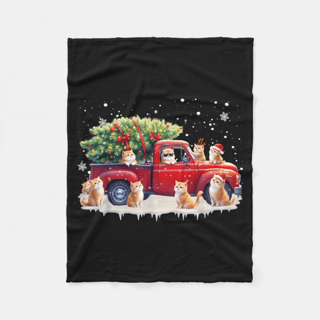 Cobertor De Velo Oriental Cat Red Truck Christmas Tree Santa Ugly X (Frente)