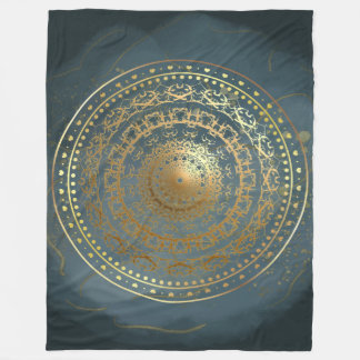 Cobertor De Velo Ornamentado azul e Dourado floresce