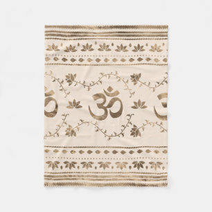 Cobertor De Velo Ornamento do símbolo OM - ouro pastel