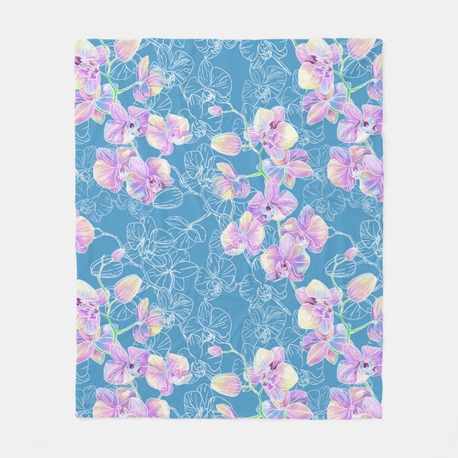 Cobertor De Velo Orquídea pintada com aquarela (Frente)