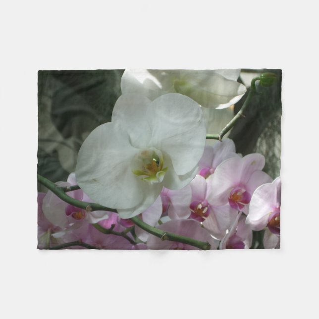 Cobertor De Velo Orquídeas Brancas e Roxas (Frente (Horizontal))