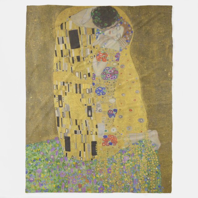 Cobertor De Velo Os amantes beijando o abraço de Gustav Klimt (Frente)