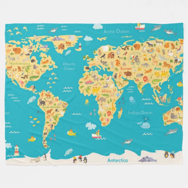 Cobertor De Velo Os animais do mundo (Frente (Horizontal))