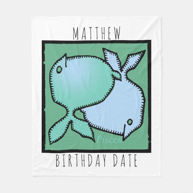 Cobertor De Velo Os peixes do sinal do zodíaco personalizaram a (Frente)