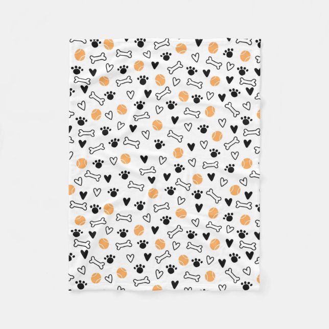 Cobertor De Velo Ossos, Bolas, Corações e Patas (Frente)