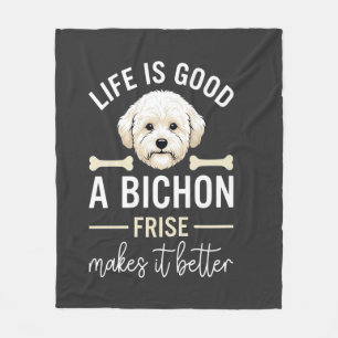Cobertor De Velo Ossos de Cão Bichon Frise com Pelo Branco Life Is