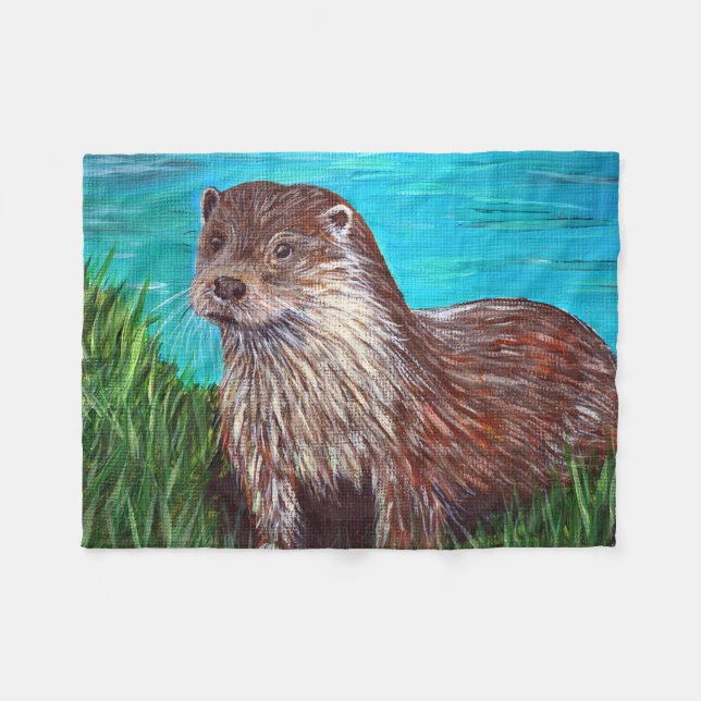 Cobertor De Velo Otter por pintura de um rio (Frente (Horizontal))
