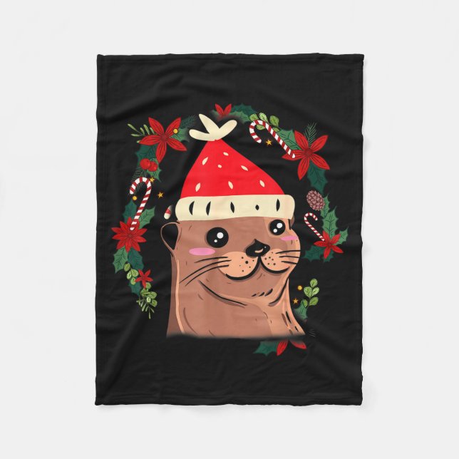 Cobertor De Velo Otter Ugly Christmas Christmas Winter  (Frente)