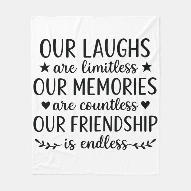 Cobertor De Velo Our Laughs Are Limitless Friendship Quote  (Frente)
