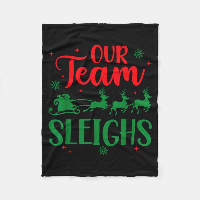 Cobertor De Velo Our Team Sleighs Christmas Santa Reindeers Office  (Frente)