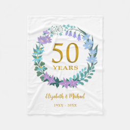 Cobertor De Velo ouro dos 50 anos Floral Bluebells Wreath