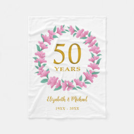Cobertor De Velo ouro dos 50 anos, Floral Pink Wreath