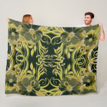 ouro, flor, fantasia, elegante, padrão, sutil,