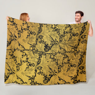 Cobertor De Velo Ouro Floral Padrão Oriental Fllower