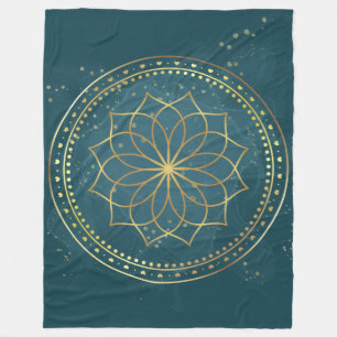 Cobertor De Velo Ouro Mandala em Teal