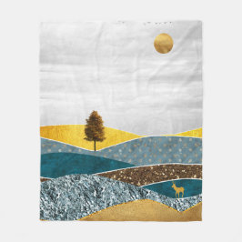 Cobertor De Velo Ouro paralelo com árvore e veado