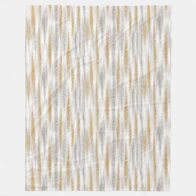 Cobertor De Velo Ouro Prata Chic Glam Glitzy Listras (Frente)