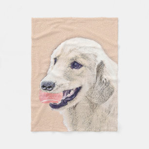 Cobertor De Velo Ouro Retriever com Tênis Ball Painting Dog Art