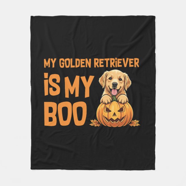 Cobertor De Velo Ouro Retriever Halloween (Frente)