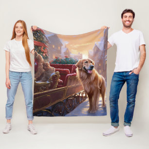 Cobertor De Velo Ouro Retriever Natal Festivo