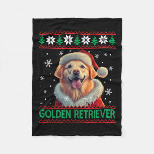 Cobertor De Velo Ouro Retriever Santa Hat Natal Feio