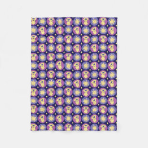 Cobertor De Velo Ouro Retriever Whimsical Sun Bolinhas Dark Blue