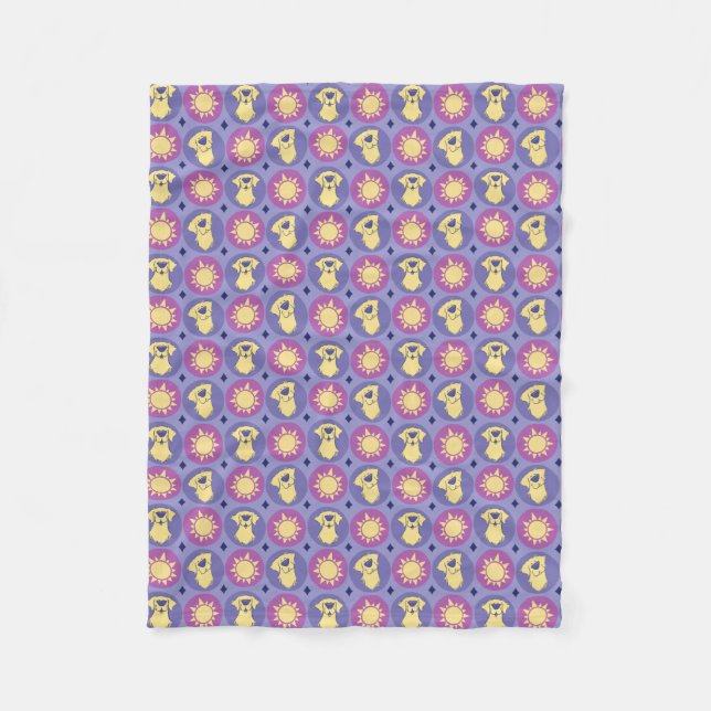 Cobertor De Velo Ouro Retriever Whimsical Sun Bolinhas Roxo (Frente)