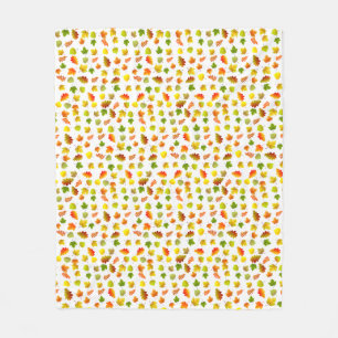 Cobertor De Velo Ouro, Verde, Laranja, Folhas de outono em Branco