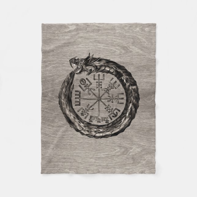 Cobertor De Velo Ouroboros com Vegvisir (Frente)