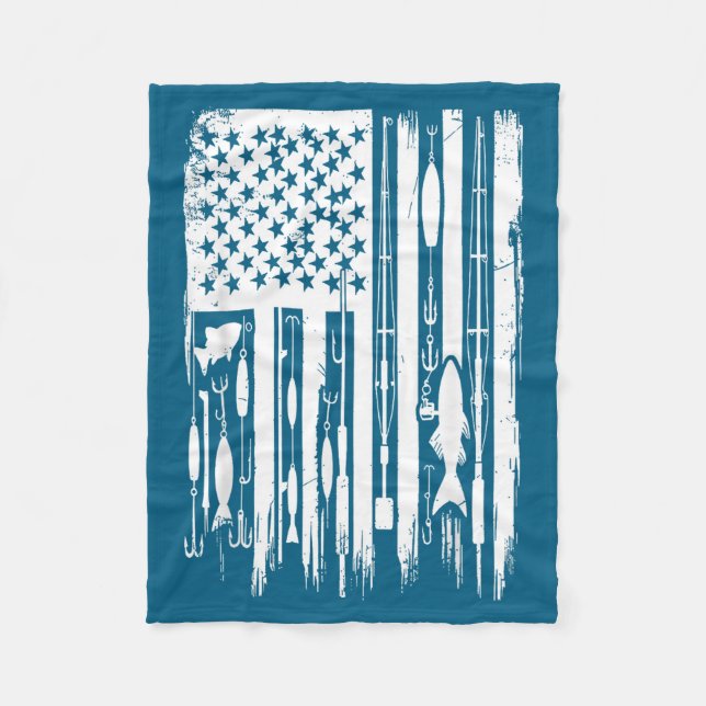 Cobertor De Velo Outdoor Fishing American Flag Fisherman Fish Lover (Frente)