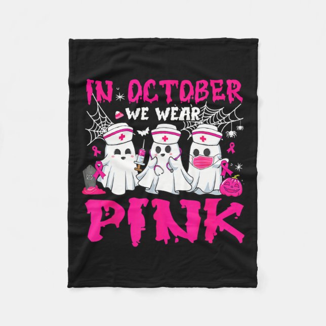 Cobertor De Velo Outubro Usamos Rosa Enfermeira Fantasma Halloween  (Frente)